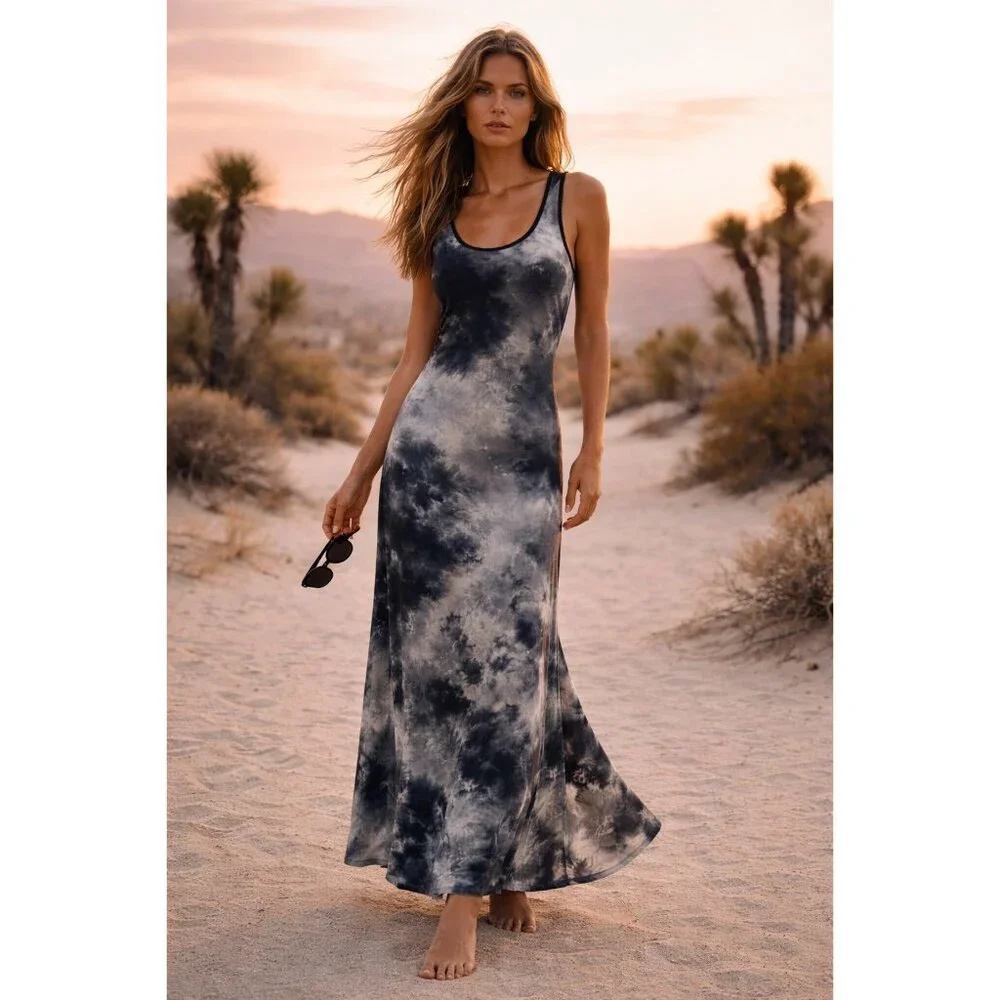 Go Couture Tie-Dye Longline Tank Dress Medium - Picture 2 of 14
